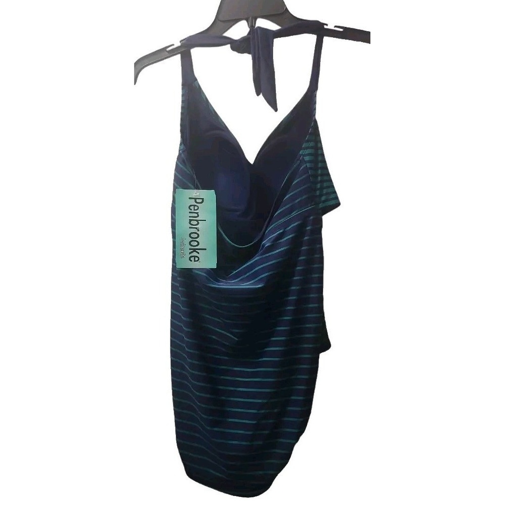 Penbrooke Womens‎ Size L Striped One Piece Swimwear Dark Blue - Picture 6 of 6